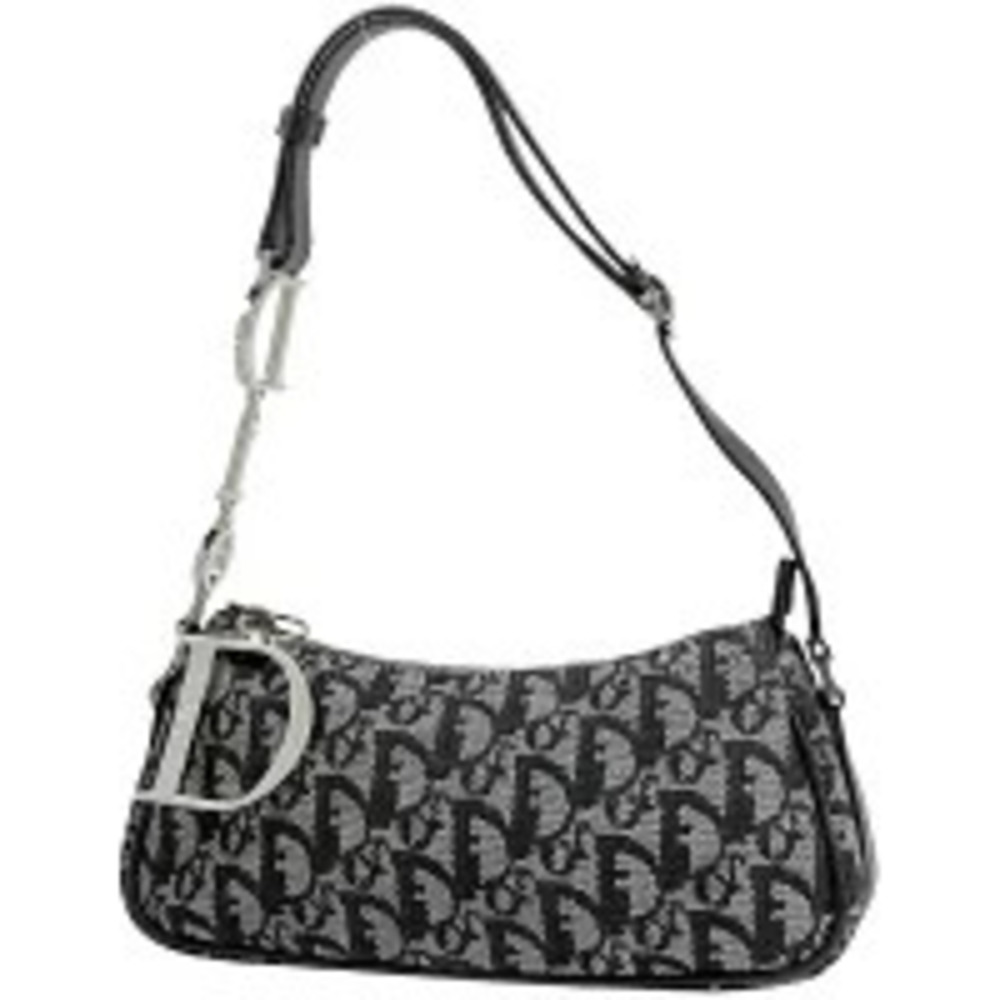 Christian Dior Trotter Handbag Hobo Canvas Black